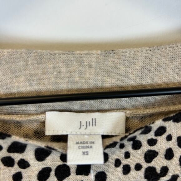 J. Jill Lightweight Cotton Blend Tan Animal Print Sweater Women’s Size XS - NWT - Picture 3 of 9